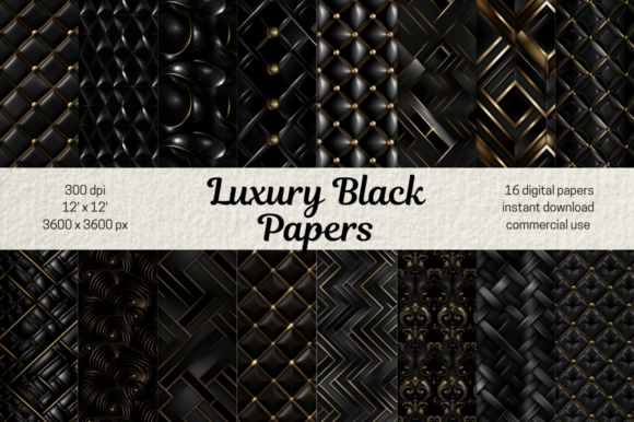 Download Luxury Black Digital Scrapbooking Papers - Paper Collection
