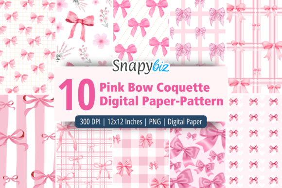 Download Pink Bow Coquette Digital Paper Pattern - Paper Collection