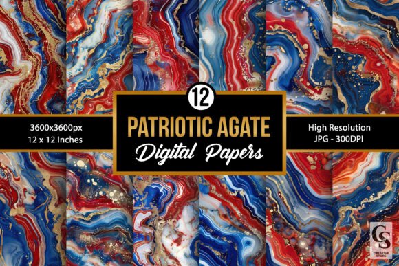 Download Patriotic Red Blue Agate Digital Papers - Paper Collection