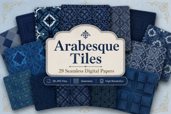 Download Arabesque Tiles Digital Papers Set - Paper Collection