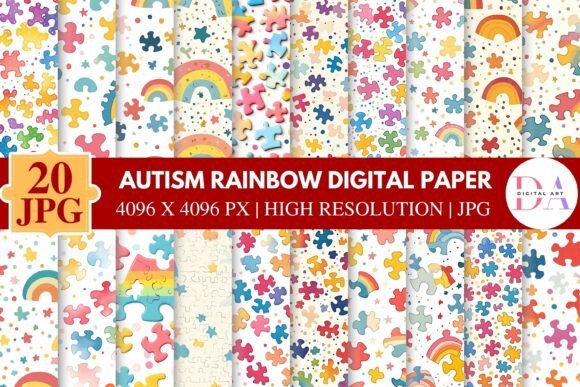 Download Autism Rainbow Digital Paper - Paper Collection