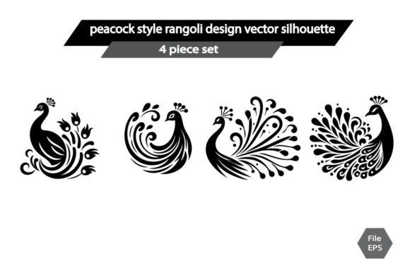 Download Peacock Style Rangoli Design Vector Silh - Rangoli Collection