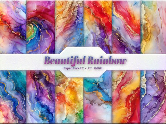 Download Beautiful Rainbow Digital Paper - Paper Collection