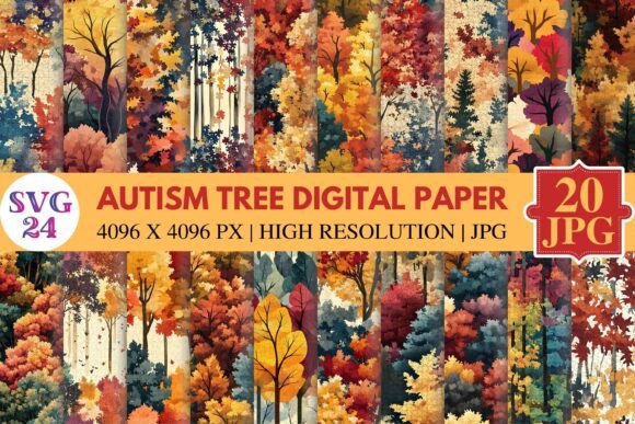 Download Autism Tree Digital Paper - Paper Collection