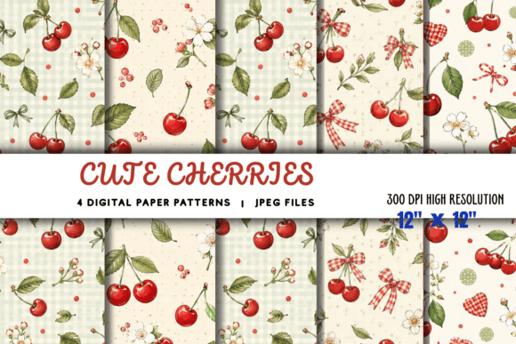 Download Cute Cherries Digital Paper Pattern - Paper Collection