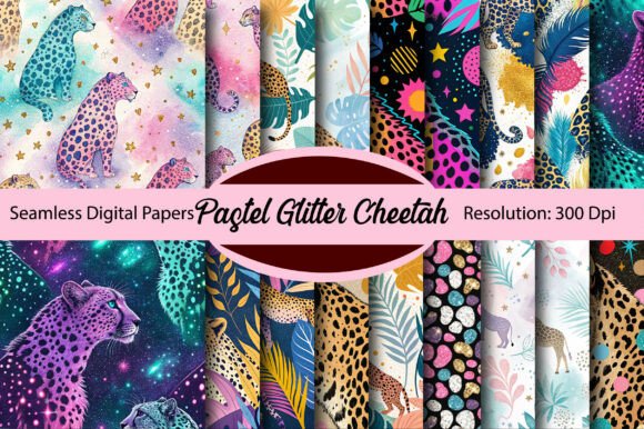 Download Pastel Glitter Cheetah Digital Paper - Paper Collection