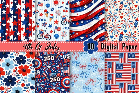 Download USA 250 4th of July Digital Paper - Paper Collection