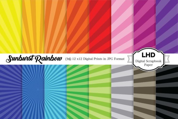 Download Sunburst Rainbow Digital Paper Pack - Paper Collection