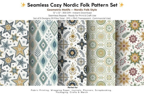 Download Cozy Nordic Geometric Motifs Set - Geometric motifs Collection