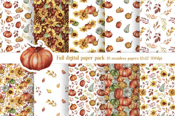 Download Fall Digital Paper Pack Autumn Seamless - Paper Collection