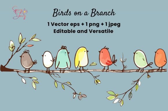 Download Birds on a Branch Vector EPS PNG CLIPART - Eps Collection