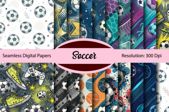 Download Soccer Seamless Digital Paper - Paper Collection